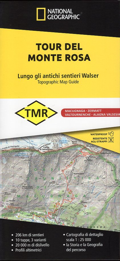 Tour del Monte Rosa | wandelatlas 1:25.000 9788869853319  National Geographic   Meerdaagse wandelroutes, Wandelkaarten Noord-Italië, Wallis