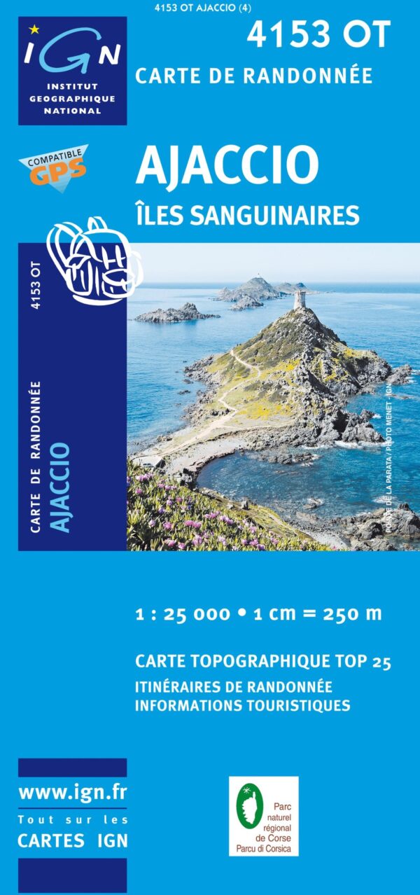 wandelkaart 4153OT Ajaccio, Îles Sanguinaires 1:25.000 4153OT  IGN IGN 25 Corsica  Wandelkaarten Corsica