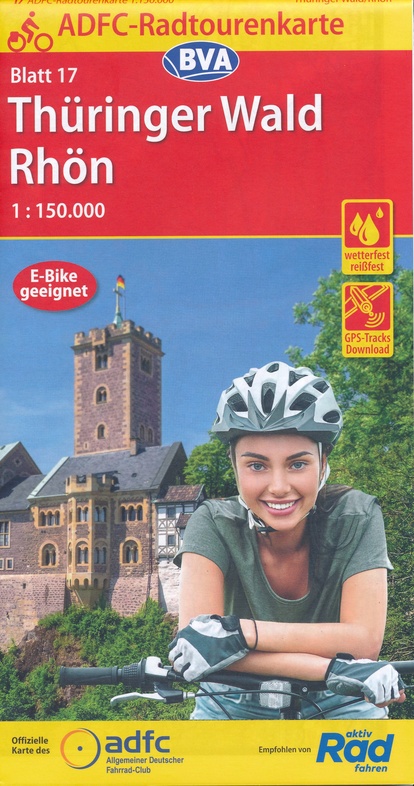 ADFC-17 Thüringer Wald/Rhön | fietskaart 1:150.000 9783870739492  ADFC / BVA Radtourenkarten 1:150.000  Fietskaarten Thüringen, Weimar, Rennsteig