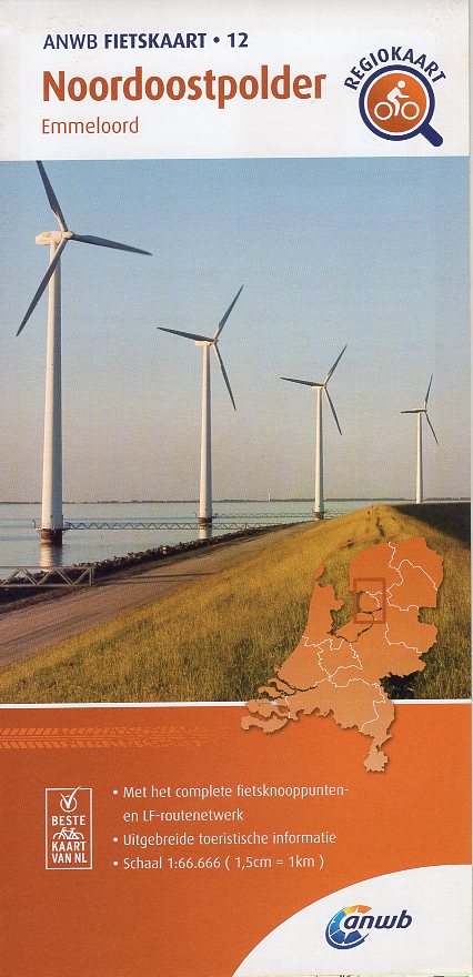 AF-12 Noordoostpolder | ANWB fietskaart 1:66.666 9789018047139  ANWB ANWB fietskaarten 1:66.666  Fietskaarten Flevoland en het IJsselmeer