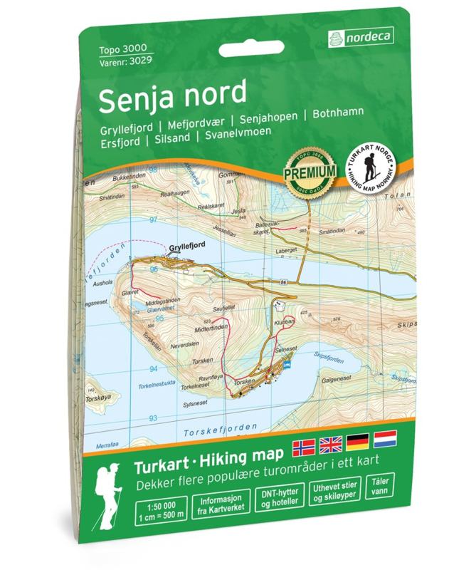 UG-3029 Senja Nord | topografische wandelkaart 1:50.000 7046660030295  Nordeca / Ugland Topo 3000  Wandelkaarten Noors Lapland