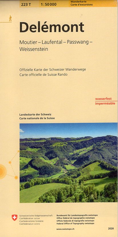 topografische wandelkaart 223T  Delémont [2020] 9783302302232  Bundesamt / Swisstopo T-serie 1:50.000  Wandelkaarten Jura, Genève, Vaud