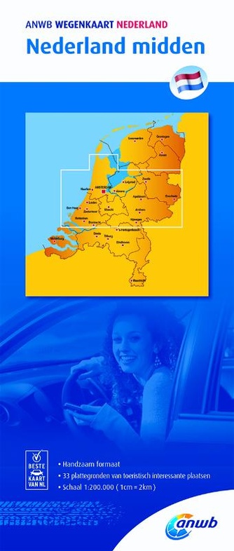 Nederland Midden | wegenkaart 1:200.000 9789018042011  ANWB ANWB wegenkaarten 1:200.000  Landkaarten en wegenkaarten Oost Nederland, West Nederland