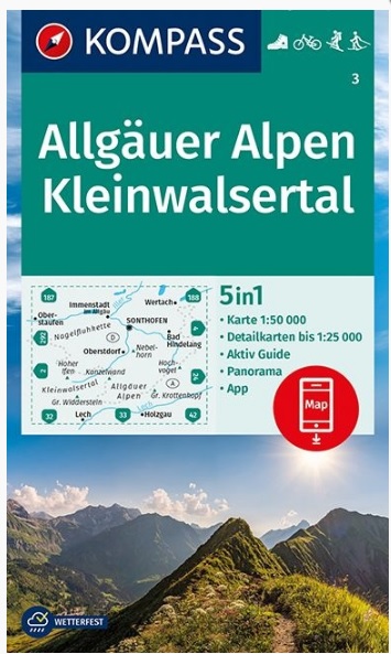 wandelkaart KP-3  Allgäuer Alpen, Kleinwalsertal | Kompass 9783991210283  Kompass Wandelkaarten Kompass Oberbayern  Wandelkaarten Beierse Alpen, Vorarlberg