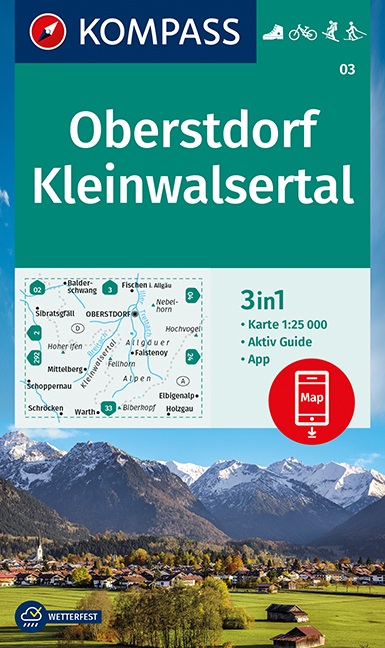 wandelkaart KP-03  Oberstdorf-Kleinwalsertal | Kompass 9783991210320  Kompass Wandelkaarten Kompass Oberbayern  Wandelkaarten Beierse Alpen