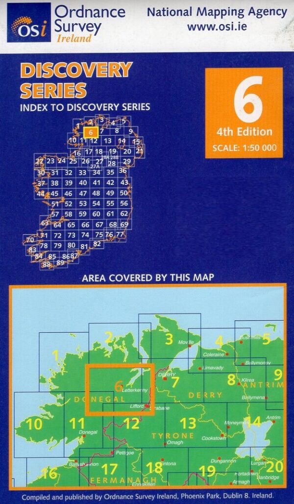 DM-06  Donegal - Letterkenney 9781907122446  Ordnance Survey Ireland Discovery Maps 1:50.000  Wandelkaarten Galway, Connemara, Donegal