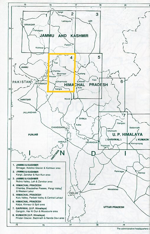 LMI 4  Himachal Pradesh (Chamba) MW154  Leomann Maps 1:200.000 Indian Himalaya Maps  Landkaarten en wegenkaarten Indiase Himalaya