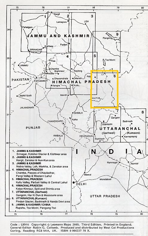LMI 6  Himachal Pradesh (Kalpa) MW156  Leomann Maps 1:200.000 Indian Himalaya Maps  Landkaarten en wegenkaarten Indiase Himalaya