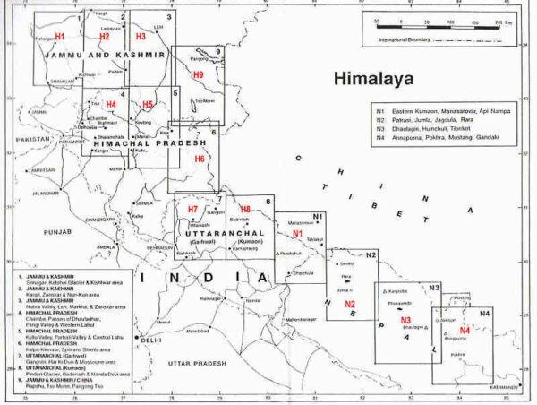 LMI 8  Uttar P.Himalaya/Kumaon-Garwhal (Kumaon) MW158  Leomann Maps 1:200.000 Indian Himalaya Maps  Landkaarten en wegenkaarten Indiase Himalaya