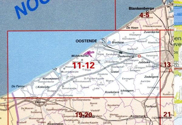 NGI-11-12  Oostduinkerke-Oostende (topografische kaart 1:50.000) 9789059349346  NGI Belgie 1:50.000  Wandelkaarten Gent, Brugge & westelijk Vlaanderen
