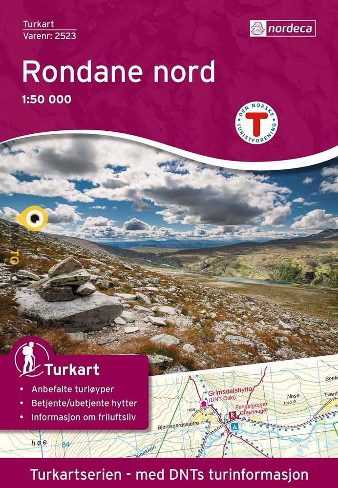 UG-2523  Rondane Nord | topografische wandelkaart 1:50.000 7046660025239  Nordeca / Ugland Turkart Norge 1:50.000  Wandelkaarten Midden-Noorwegen