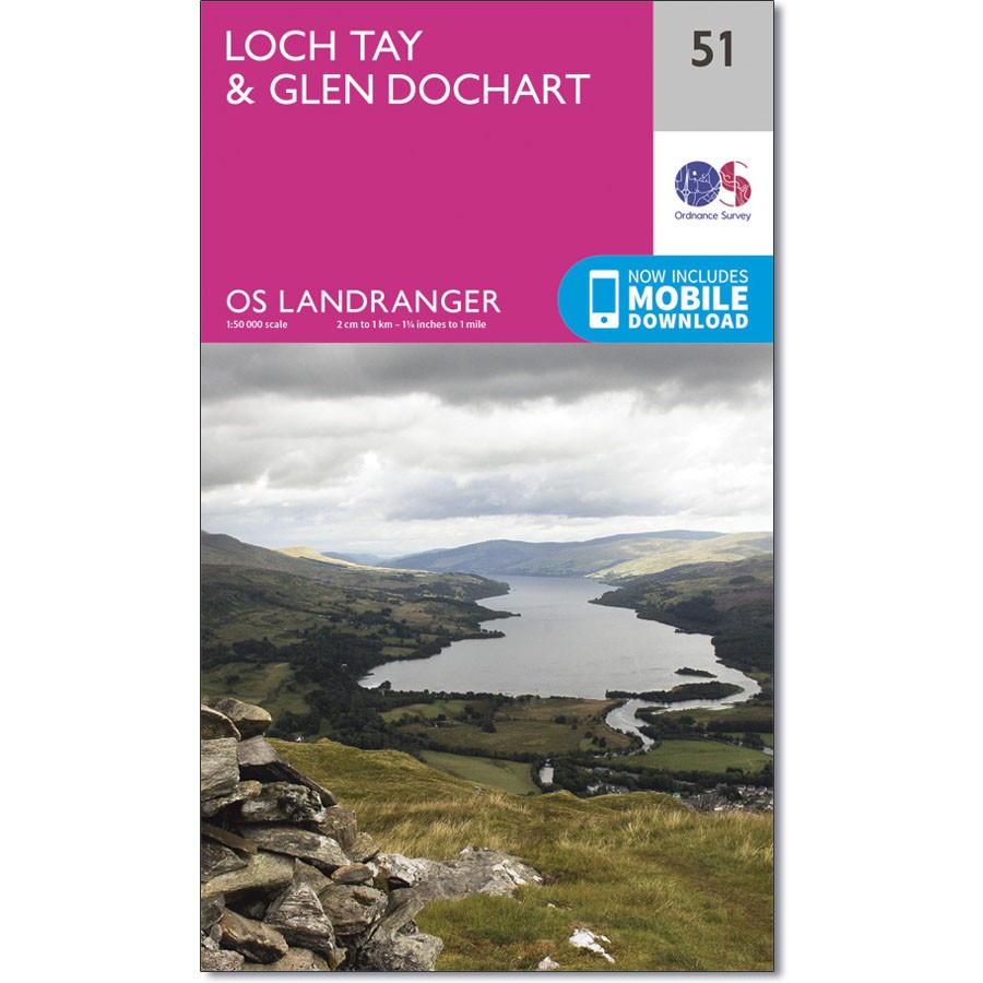 LR-051  Loch Tay | topografische wandelkaart 9780319261491  Ordnance Survey Landranger Maps 1:50.000  Wandelkaarten de Schotse Hooglanden (ten noorden van Glasgow / Edinburgh)