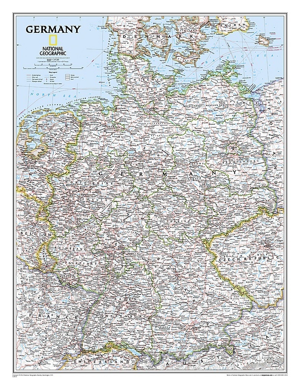 Duitsland 1:1.380.000 9780792249672  Nationap Geographic   Wandkaarten Duitsland