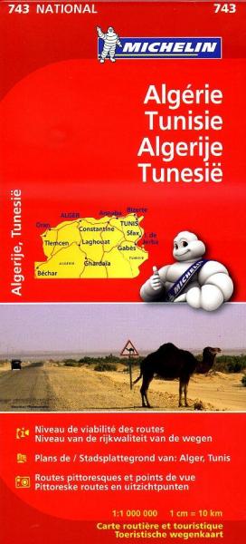 743 Algerije, Tunesie 1:1.000.000 9782067172302  Michelin   Landkaarten en wegenkaarten Algerije, Tunesië, Libië