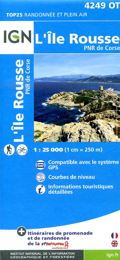 wandelkaart 4249OT L'Île Rousse 1:25.000 9782758528159  IGN IGN 25 Corsica  Wandelkaarten Corsica