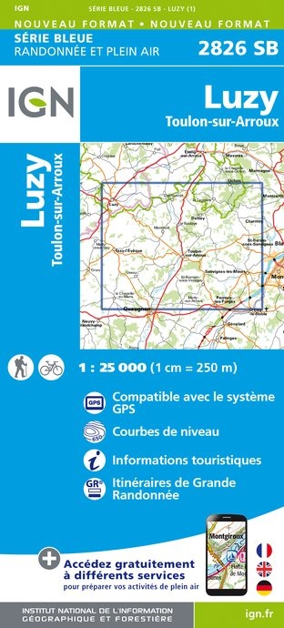 wandelkaart 2826-SB Luzy 1:25.000 9782758534389  IGN IGN 25 Bourgogne & Morvan  Wandelkaarten Bourgogne