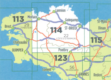 SV-114  St.Brieuc/Morlaix | omgevingskaart / fietskaart 1:100.000 9782758543633  IGN Série Verte 1:100.000  Fietskaarten, Landkaarten en wegenkaarten Bretagne