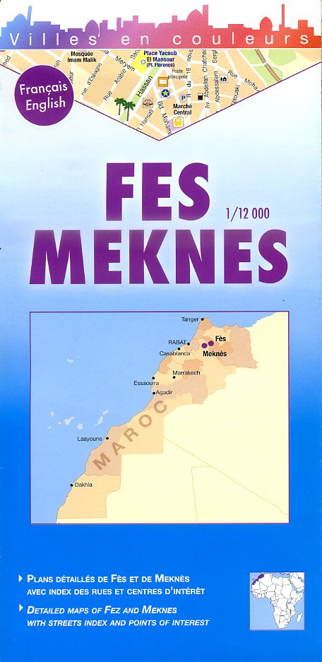 Fes, Meknes 1:12.000 9782917495049  Laure Kane Villes en Couleurs  Stadsplattegronden Marokko
