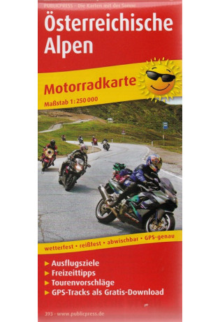 Österreichische Alpen 1:250.000 9783747303931  Publicpress Motorradkarten - mit der Sonne  Landkaarten en wegenkaarten, Motorsport Oostenrijk