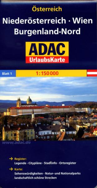 AO-1 Niederösterreich, Wien, Burgenland-Nord 9783826416378  ADAC Österr. 1:150.000  Landkaarten en wegenkaarten Oostenrijk