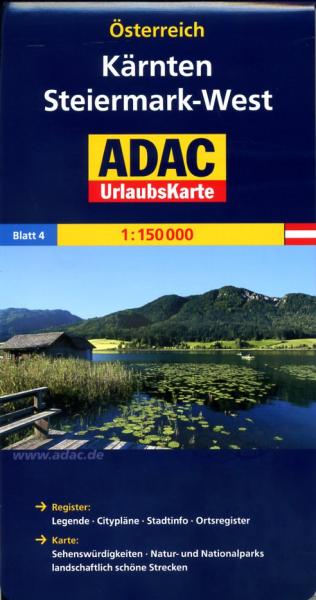 AO-4  Kärnten | wegenkaart / overzichtskaart Karinthië 1:150.000 9783826416408  ADAC Österr. 1:150.000  Landkaarten en wegenkaarten Oostenrijk