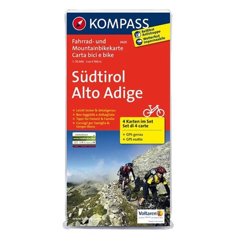 3401  Rad- und Mountainbikekarte Südtirol 9783850261456  Kompass fietskaarten Kompass Italië  Fietskaarten Zuid-Tirol, Dolomieten