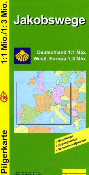 Jakobswege Übersichtskarte 9783936184730  GeoMap   Santiago de Compostela, Wandelkaarten Europa