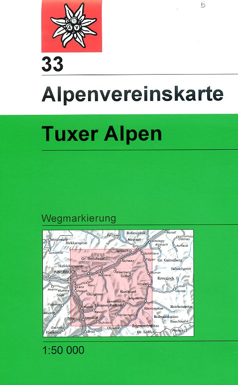 wandelkaart AV-33  Tuxer Alpen [2016] Alpenverein 9783937530475  AlpenVerein Alpenvereinskarten  Wandelkaarten Tirol