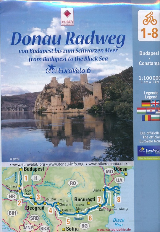 Donau Radweg (set fietskaarten 1:100.000) 9783943752175  Huber Verlag   Fietskaarten Westelijke Balkan