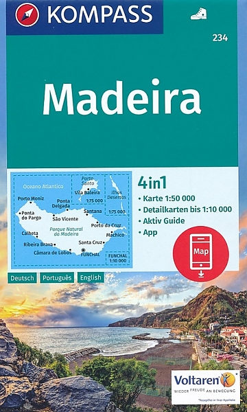 wandelkaart KP-234 Madeira | Kompass 9783990442685  Kompass Wandelkaarten   Wandelkaarten Madeira