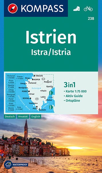 wandelkaart KP-238 Istrie | Kompass 9783990444542  Kompass Wandelkaarten   Wandelkaarten Kroatië
