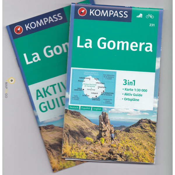 wandelkaart KP-231 La Gomera 1:30.000 | Kompass 9783990444696  Kompass Wandelkaarten   Landkaarten en wegenkaarten, Wandelkaarten La Gomera