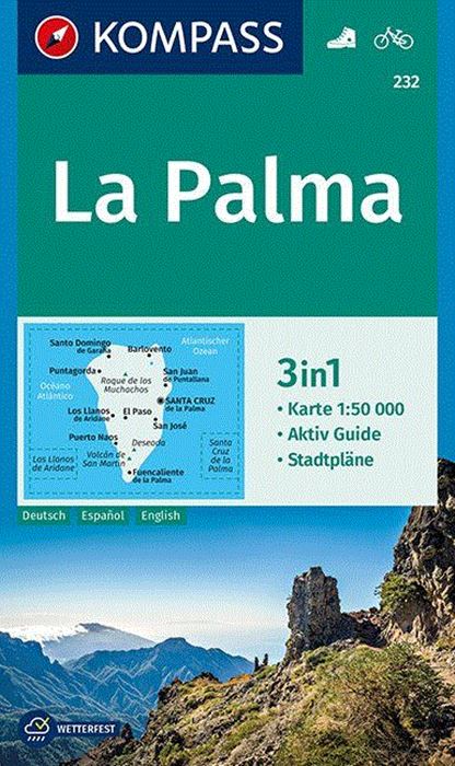 wandelkaart KP-232 La Palma | Kompass 9783990444832  Kompass Wandelkaarten   Landkaarten en wegenkaarten, Wandelkaarten La Palma