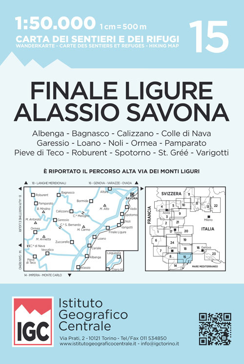 IGC-15: Finale Ligure - Albenga - Savona - Alassio 9788896455586  IGC IGC: 1:50.000  Meerdaagse wandelroutes, Wandelkaarten Genua, Cinque Terre (Ligurië)
