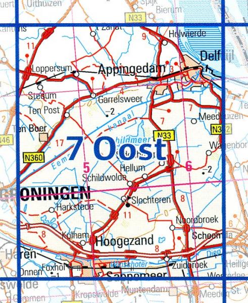07 Oost 9789035000797  Topografische Dienst / Kadaster Ned. 1:50.000  Wandelkaarten Groningen