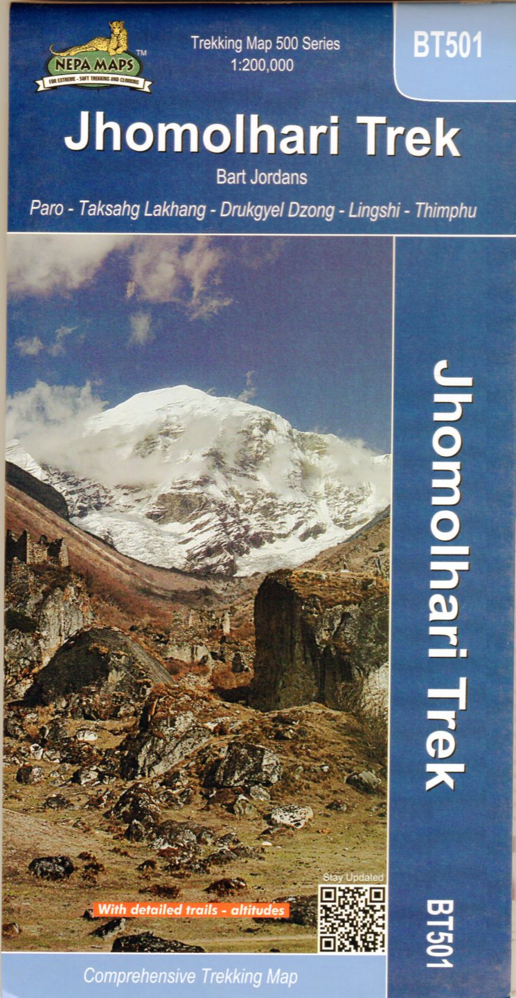 Jhomolhari Trek 1:200.000 9789937649162 Bart Jordans Nepa Maps Wandelkaarten Nepal  Landkaarten en wegenkaarten, Wandelkaarten Bhutan en Sikkim