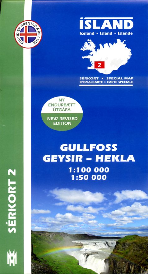 SK-02  Gullfoss, Geysir, Hekla 1:100/50.000 9789979330332  Mal og Menning Sérkort  Wandelkaarten IJsland