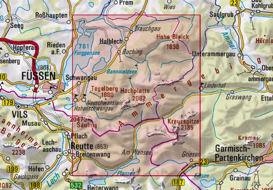 BY-06 Ammergebirge West | Alpenvereinskaart 1:25.000 - Hochplatte
